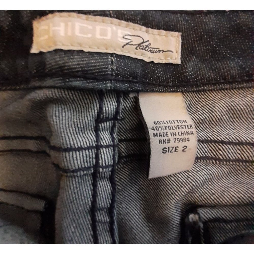 Chicos Platinum Womens Denim Jeans 5 pocket Straight Leg Size 2 Spring Summer - Picture 14 of 14